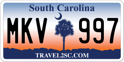 SC license plate MKV997