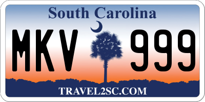SC license plate MKV999