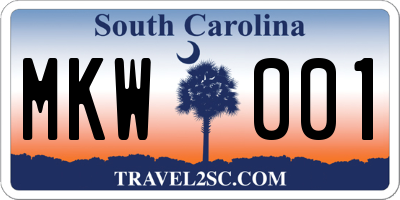 SC license plate MKW001