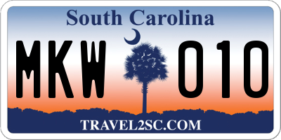 SC license plate MKW010