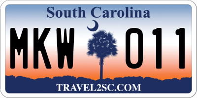 SC license plate MKW011