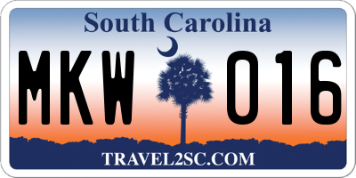 SC license plate MKW016