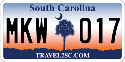SC license plate MKW017