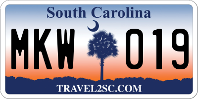SC license plate MKW019