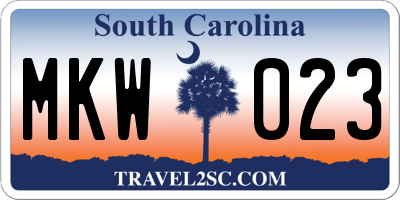 SC license plate MKW023