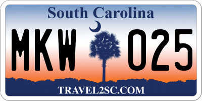 SC license plate MKW025