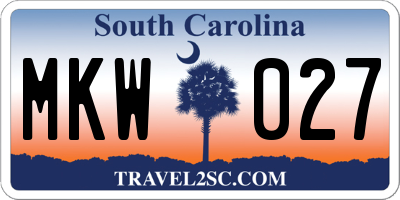 SC license plate MKW027