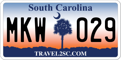 SC license plate MKW029