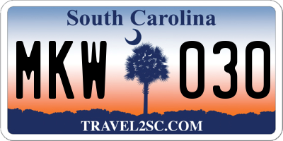 SC license plate MKW030