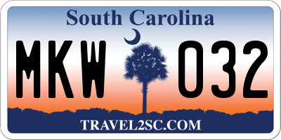 SC license plate MKW032