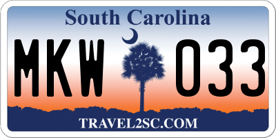 SC license plate MKW033