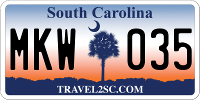 SC license plate MKW035