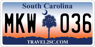 SC license plate MKW036