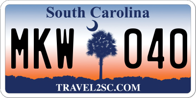 SC license plate MKW040