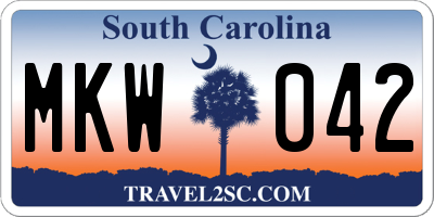 SC license plate MKW042