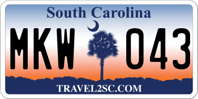 SC license plate MKW043