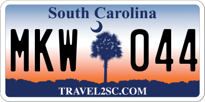 SC license plate MKW044