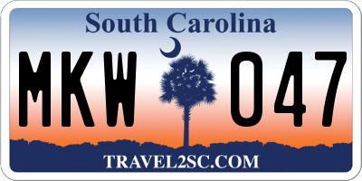 SC license plate MKW047