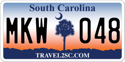 SC license plate MKW048