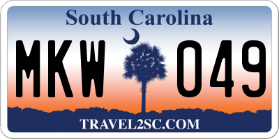 SC license plate MKW049