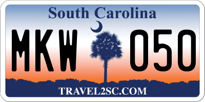 SC license plate MKW050