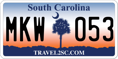 SC license plate MKW053