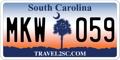 SC license plate MKW059