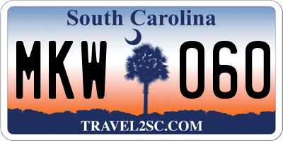 SC license plate MKW060