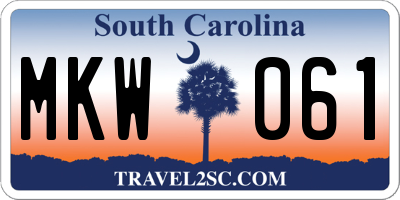 SC license plate MKW061