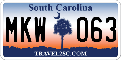 SC license plate MKW063