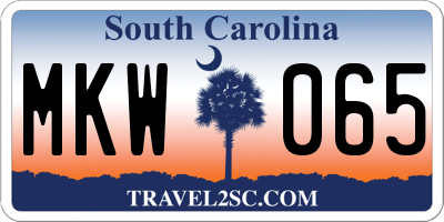 SC license plate MKW065