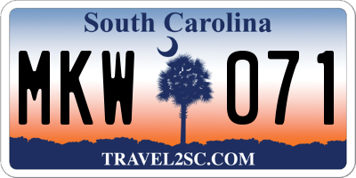 SC license plate MKW071