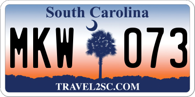 SC license plate MKW073