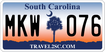 SC license plate MKW076