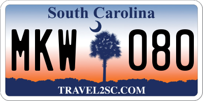 SC license plate MKW080