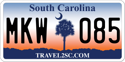 SC license plate MKW085