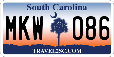 SC license plate MKW086