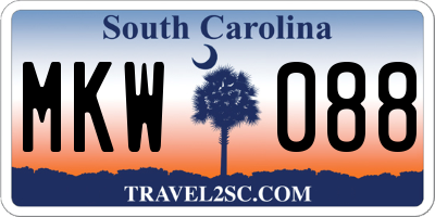 SC license plate MKW088