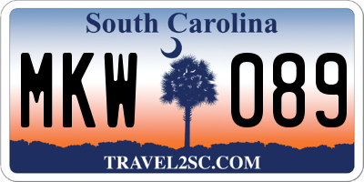 SC license plate MKW089