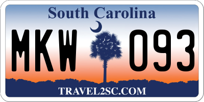 SC license plate MKW093