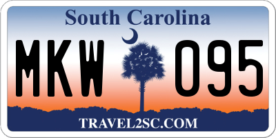 SC license plate MKW095