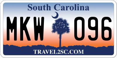 SC license plate MKW096