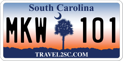 SC license plate MKW101