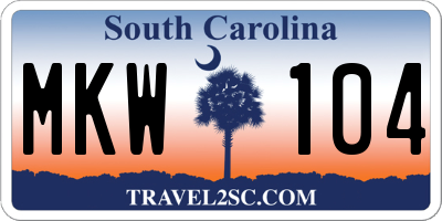 SC license plate MKW104