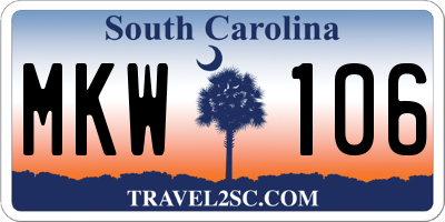 SC license plate MKW106