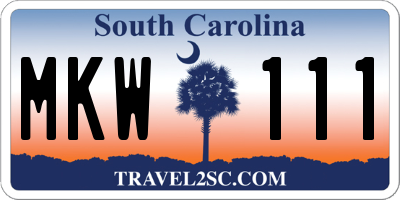 SC license plate MKW111