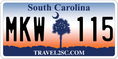 SC license plate MKW115