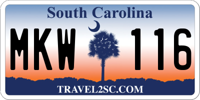 SC license plate MKW116