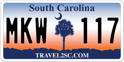 SC license plate MKW117
