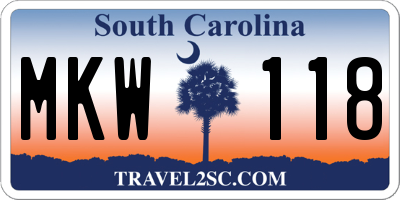 SC license plate MKW118
